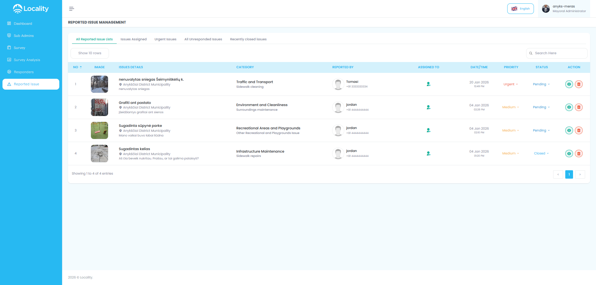 Resident Reports Interface